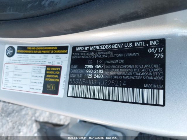 55SWF4JB8HU225214 Mercedes-Benz C 300 Luxury/sport