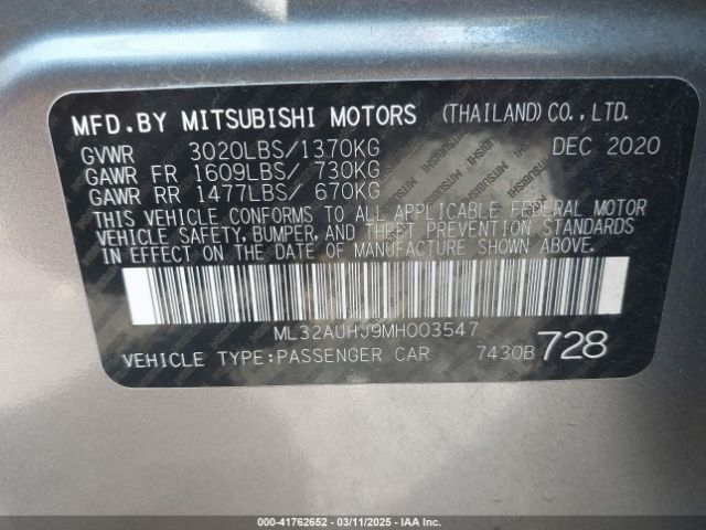 ML32AUHJ9MH003547 Mitsubishi Mirage Carbonite Edition/es/le