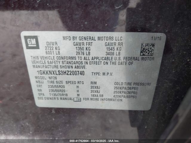 1GKKNXLS3HZ200740 GMC Acadia Denali