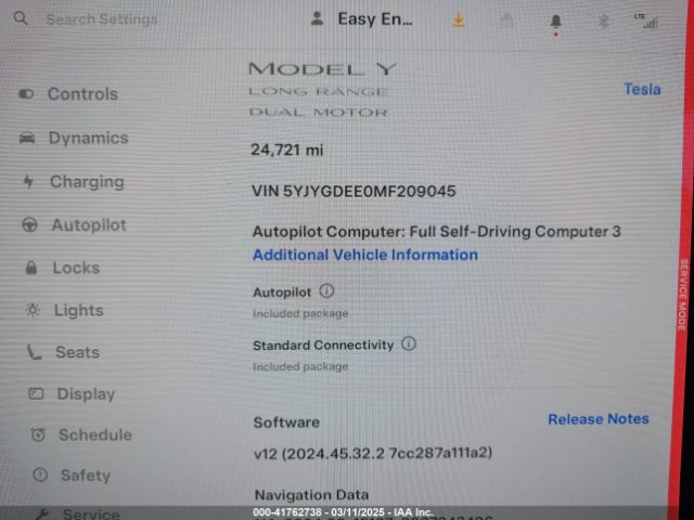 5YJYGDEE0MF209045 Tesla Model Y Long Range Dual Motor All-wheel Drive