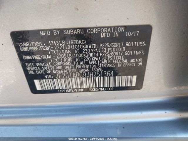 JF2GTABC9JH251364 Subaru Crosstrek 2.0i Premium