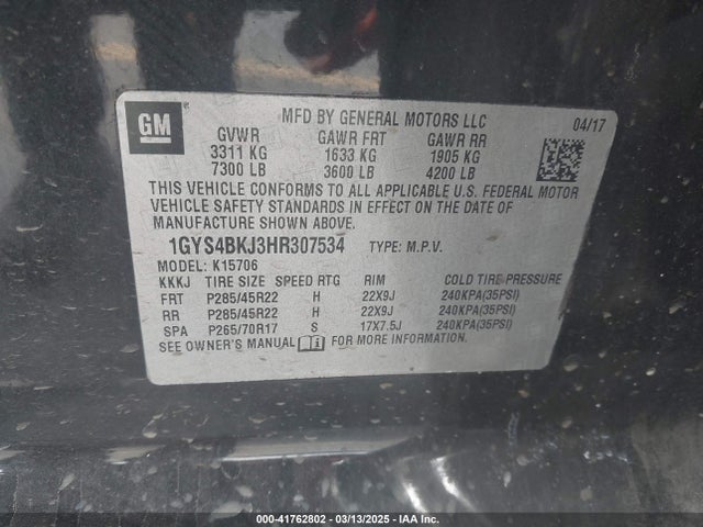 2017 CADILLAC ESCALADE 1GYS4BKJ3HR307534 Photo 8