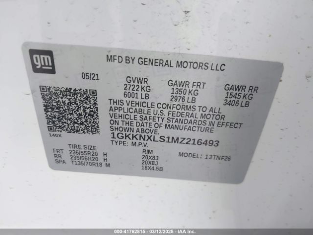 1GKKNXLS1MZ216493 GMC Acadia Awd Denali