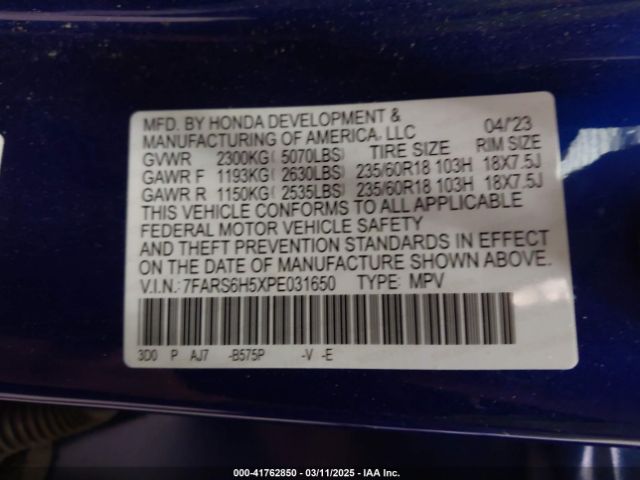 7FARS6H5XPE031650 Honda Cr-v Hybrid Sport