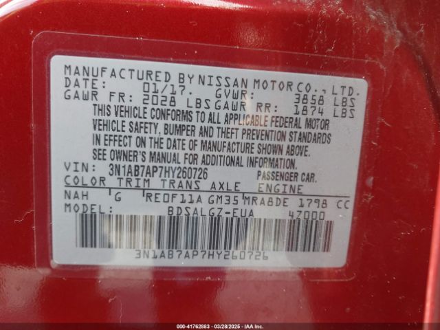 3N1AB7AP7HY260726 Nissan SENTRA SL