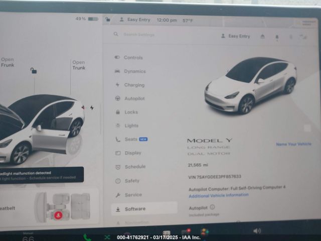 7SAYGDEE3PF857633 Tesla Model Y Awd/long Range Dual Motor All-wheel Drive