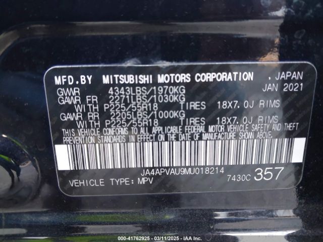 JA4APVAU9MU018214 Mitsubishi Outlander Sport 2.0 Se 2wd