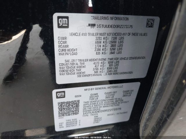 1GTUUDED0RZ273375 GMC Sierra 1500 4wd  Short Box Slt