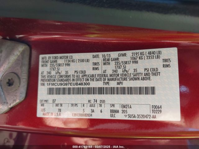 1FMCU9G97EUB48300 Ford ESCAPE SE