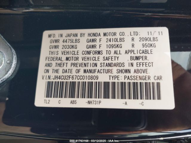 2012 ACURA TSX JH4CU2F67CC010809 Photo 8