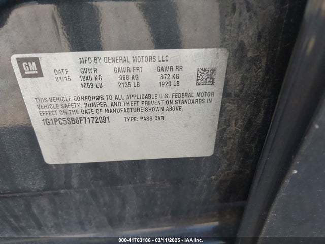 1G1PC5SB6F7172091 Chevrolet Cruze 1lt Auto