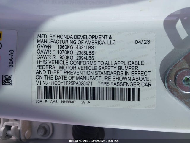 1HGCY1F25PA025471 Honda ACCORD LX