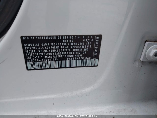 3VW267AJXGM357259 Volkswagen Jetta 1.4t S