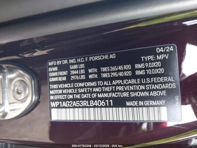 WP1AG2A53RLB40611 Porsche MACAN S