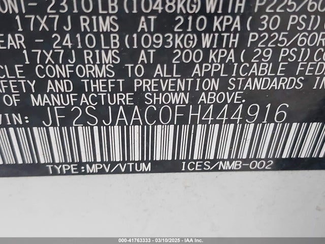 Subaru Forester 2.5i 2015 JF2SJAAC0FH444916 Image 9