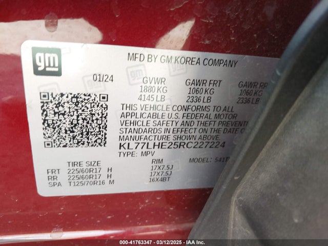 KL77LHE25RC227224 Chevrolet Trax Fwd Lt