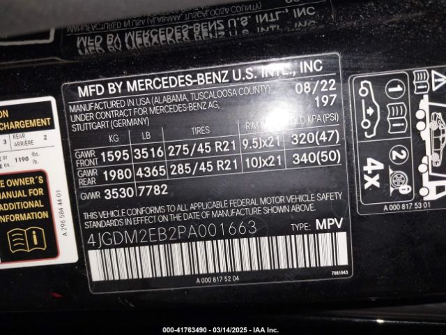 4JGDM2EB2PA001663 Mercedes-Benz Eqs 450 Suv 4matic