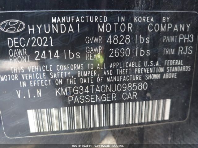 KMTG34TA0NU098580 Genesis G70 2.0t Awd