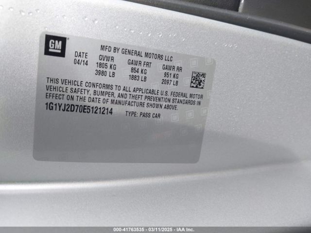 1G1YJ2D70E5121214 Chevrolet Corvette Stingray Z51