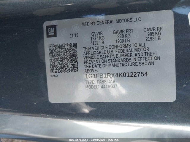 Chevrolet Camaro 1lt 2019 1G1FB1RX4K0122754 Image 9