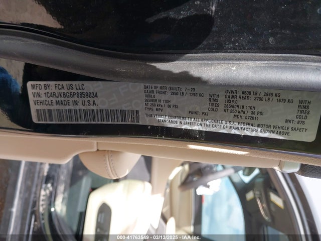 1C4RJKBG6P8859034 Jeep GRAND CHEROKEE L