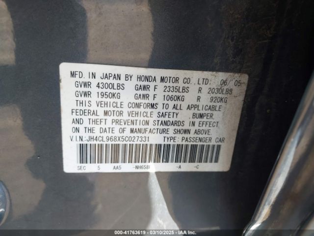 2005 ACURA TSX JH4CL968X5C027331 Photo 8