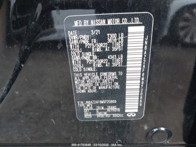 JN8AZ2AF8M9720869 Infiniti Qx80 Premium Select