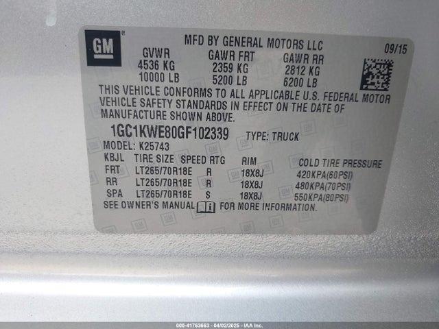 1GC1KWE80GF102339 Chevrolet Silverado 2500hd Ltz