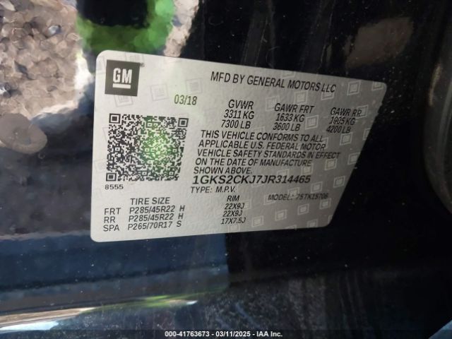 1GKS2CKJ7JR314465 GMC YUKON DENALI
