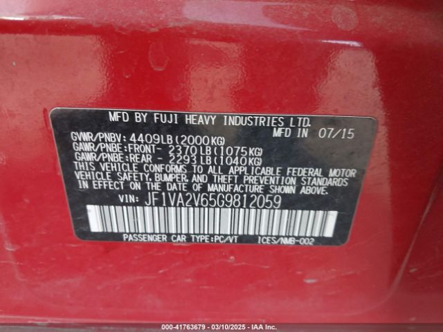 JF1VA2V65G9812059 Subaru Wrx Sti