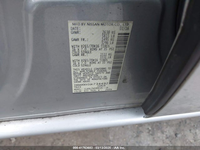 Nissan Frontier Sv 2016 1N6AD0EV1GN734492 Image 9