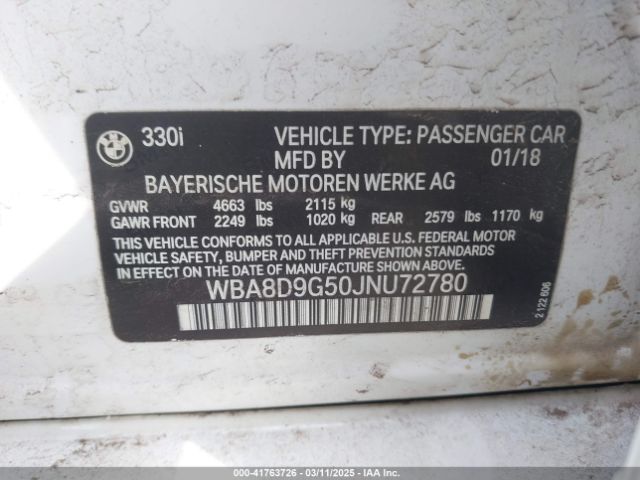 WBA8D9G50JNU72780 BMW 330i Xdrive
