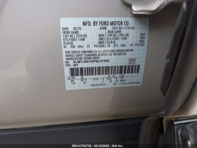 5LMYJ8XY0PNL01898 Lincoln Aviator Grand Touring