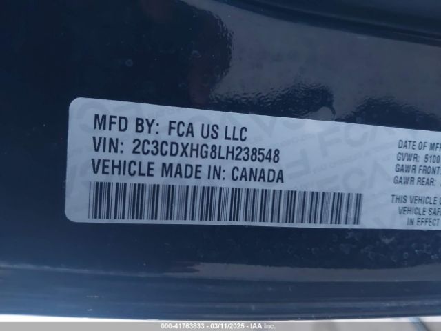 2C3CDXHG8LH238548 Dodge Charger Gt Rwd