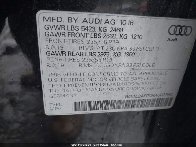WA1L2AFP0HA062564 Audi Q5 2.0t Premium