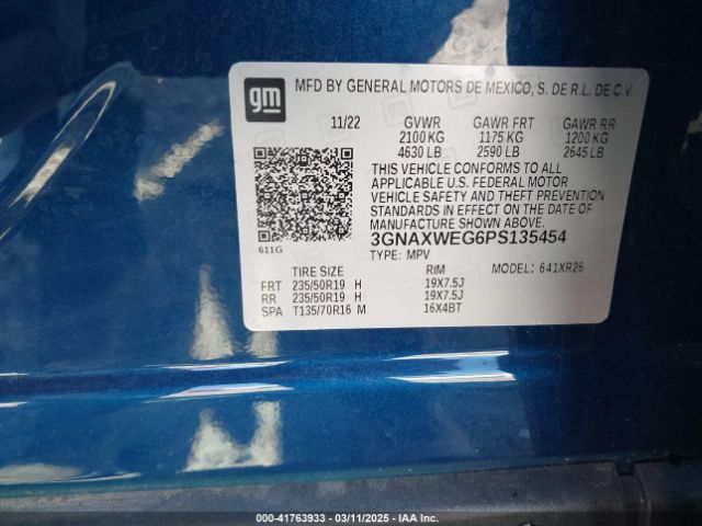 3GNAXWEG6PS135454 Chevrolet Equinox Awd Rs