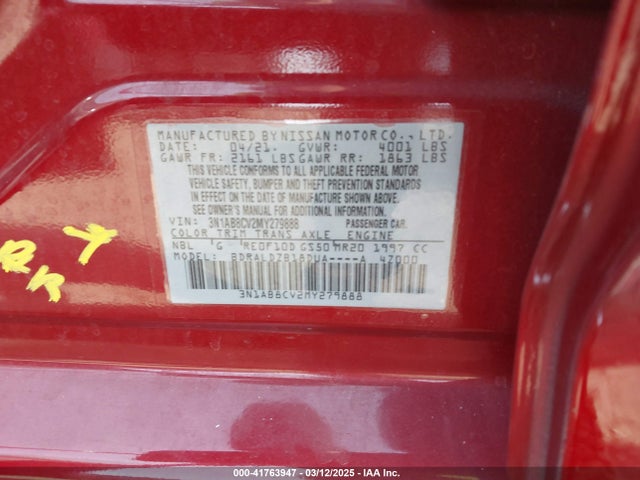 3N1AB8CV2MY279888 Nissan Sentra Sv Xtronic Cvt
