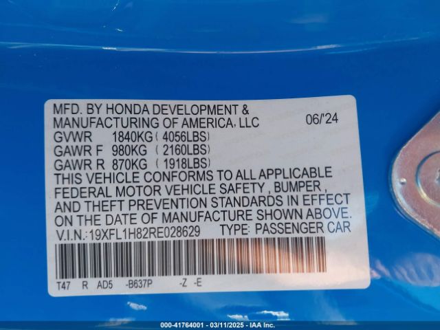 19XFL1H82RE028629 Honda Civic Sport Touring