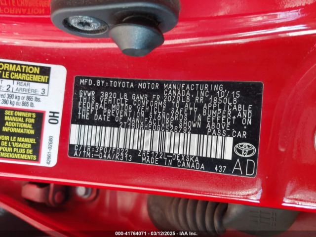 2T1BURHE0GC526792 Toyota Corolla S W/special Edition Pkg