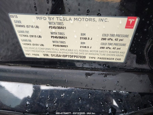2013 TESLA MODEL S 5YJSA1DP7DFP07039 Photo 8
