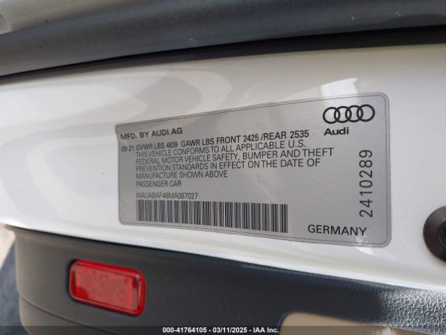 WAUABAF48MA087027 Audi A4 Premium 40 Tfsi Quattro S Tronic