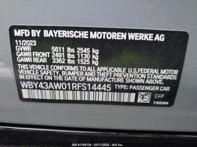WBY43AW01RFS14445 BMW I4 Edrive35