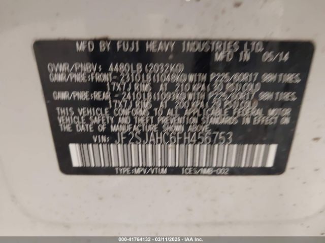 JF2SJAHC6FH456753 Subaru Forester 2.5i Limited