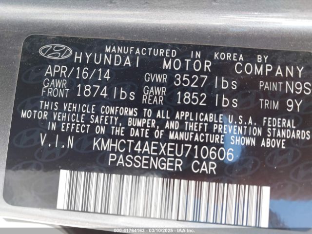 KMHCT4AEXEU710606 Hyundai ACCENT GLS