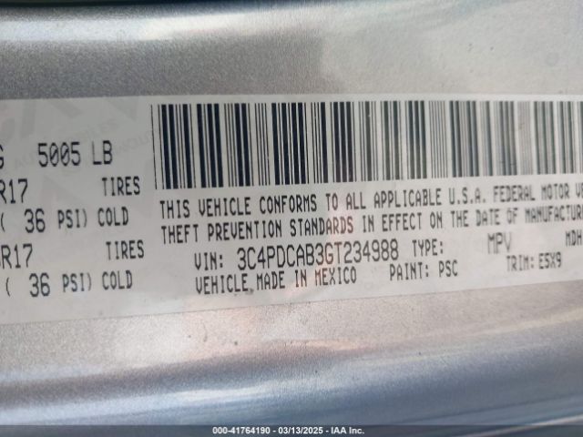 3C4PDCAB3GT234988 Dodge JOURNEY SE