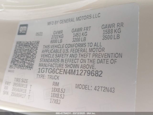 1GTG6CEN4M1279682 GMC Canyon 4wd  Short Box Elevation
