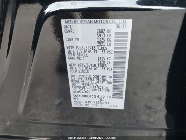 5N1AL0MM0EC541219 Infiniti QX60