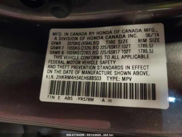2HKRM4H54EH688503 Honda CR-V EX