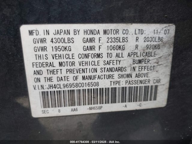 2008 ACURA TSX JH4CL96958C016508 Photo 8