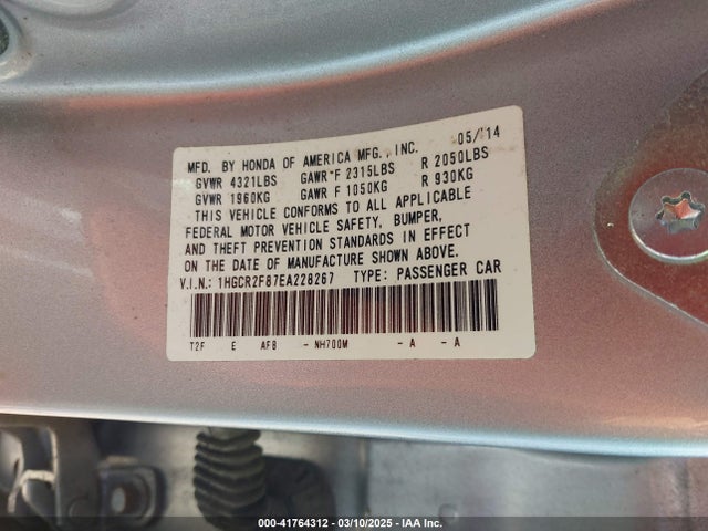 Honda Accord Ex-l 2014 1HGCR2F87EA228267 Image 9